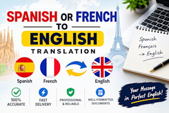 professionally translate spanish and french to english