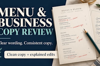 proofread and polish your restaurant menu or business copy