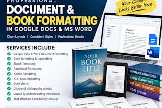 do book formatting, kindle formatting and book typesetting