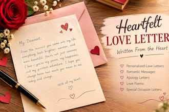 write love letter, apology letter and romantic letter for love ones
