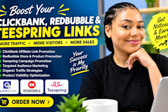 clickbank affiliate marketing, redbubble and teespring link promotion