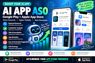 optimize ai app aso for google play and apple app store with keywords