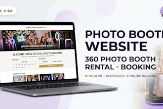 design a photo booth website, 360 photo booth rental website with booking