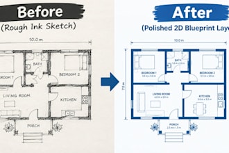 redraw or convert your sketch and PDF to autocad 2d floor plans