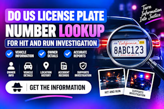 do US licensed plate number lookup for hit and run investigation vin owner info