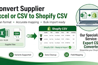 convert supplier excel or CSV to shopify matrixify format
