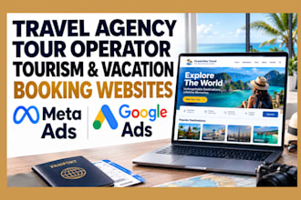 design travel agency, tour operator, tourism and vacation booking websites ads