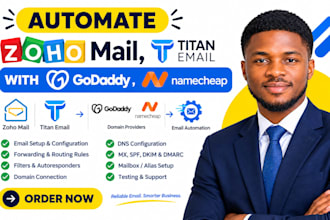 automate zoho mail, titan email with godaddy, name cheap
