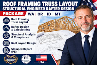roof framing truss layout structural engineer rafter design package wa or id mt