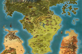 draw unique hand drawn map illustration site map