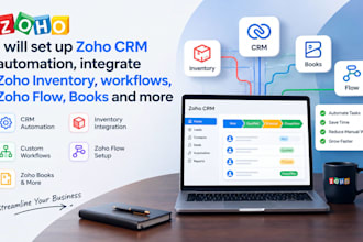 setup zoho crm automation, zoho inventory integration workflows, zoho flow, book