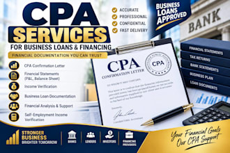 provide CPA financial support for business loans, financing and verification