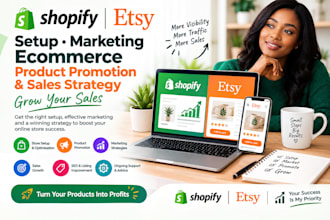 setup shopify etsy marketing ecommerce product promotion sales strategy