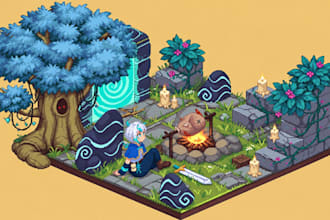 custom isometric pixel art game assets and tilesets