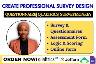 create online survey questionnaire, assessment forms on qualtrics, surveymonkey