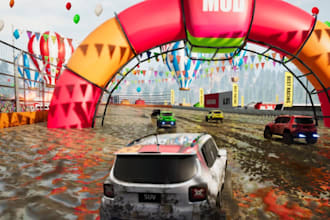 create a 2d 3d realistic off road and 4x4 car racing game in unity