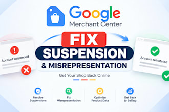 fix google merchant center suspension and misrepresentation