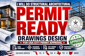do structural architectural drawings design for usa city permit approval