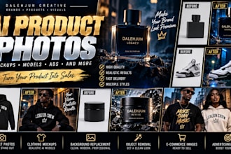 create realistic ai product photos, mockups and model images
