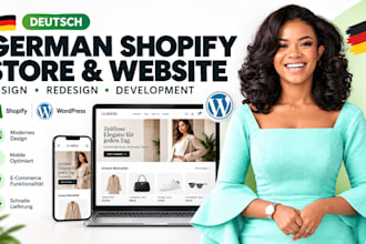design redesign german shopify store website, webshop, german wordpress website