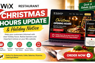 update wix restaurant holiday hours christmas banner and notice