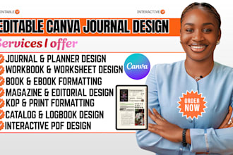 design editable canva journals, planners,workbooks , canva worksheet template