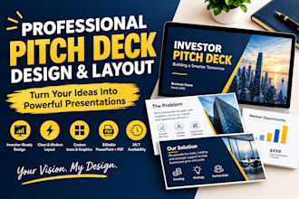 design an investor ready pitch deck for your tech real estate or fintech startup