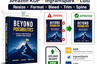 fix, format or resize book cover for amazon KDP, ingramspark and lulu