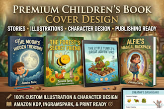 design children book illustration, children story book, kids book cover design