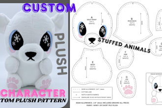 create sewing pattern for custom plush toy tech pack for clothing stuffed animal