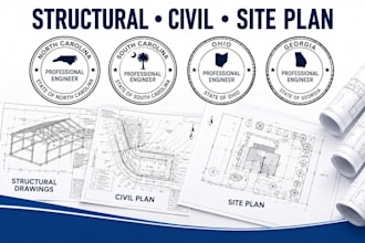 stamp north and south carolina, ohio, georgia structural, civil plan, site plan