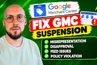 fix gmc suspension misrepresentation, disapproval, feed issues, policy violation