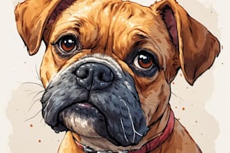 create enchanting watercolor cartoon portraits of your pet