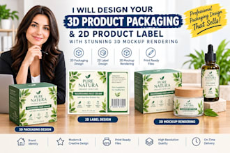 design skincare label, jar label and 3d bottle mockup, 3d mockup rendering