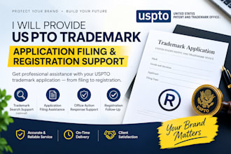 provide uspto trademark application filing and registration support