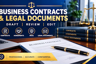 professionally draft, review and edit business contracts and legal documents