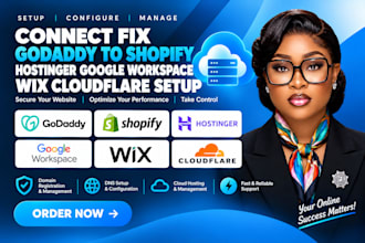 connect fix godaddy to shopify hostinger google workspace wix cloudflare setup