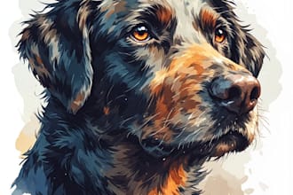 create art watercolor pet animal portrait
