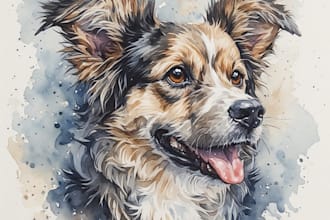 create a custom watercolor pet portrait or pet painting