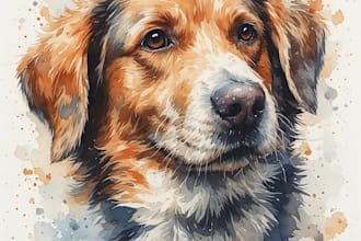do watercolor pet portrait, dog portrait cat portrait