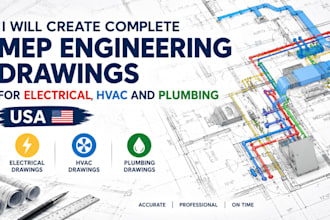 create complete mep engineering drawings for electrical hvac and plumbing USA