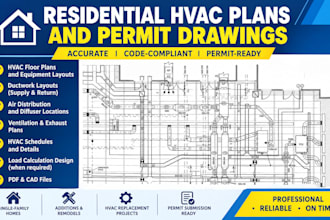 create residential hvac permit plans, duct layouts and mechanical drawings