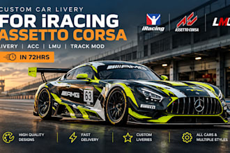 custom car livery for iracing assetto corsa livery acc lmu track mod in 72hrs