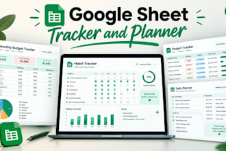 design habit tracker, daily planner and goal tracker in google sheets template