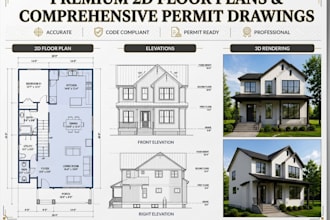 create professional 2d floor plans, house plans and construction permit drawings
