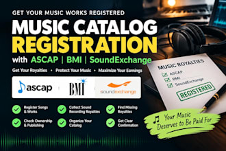 register your music catalog with ascap bmi and soundexchange