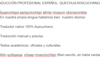 traduzco de español a quechua y viceversa