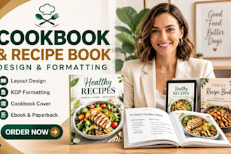 design cookbook recipe book layout KDP formatting ebook paperback cookbook cover