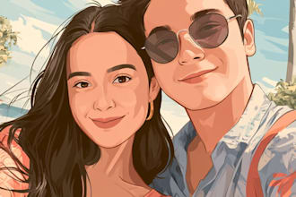 couple portrait wedding portrait illustration