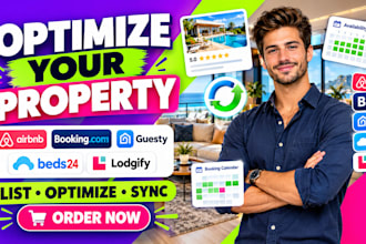 list, optimize your property on airbnb, guesty, bookingcom, sync beds24 lodgify